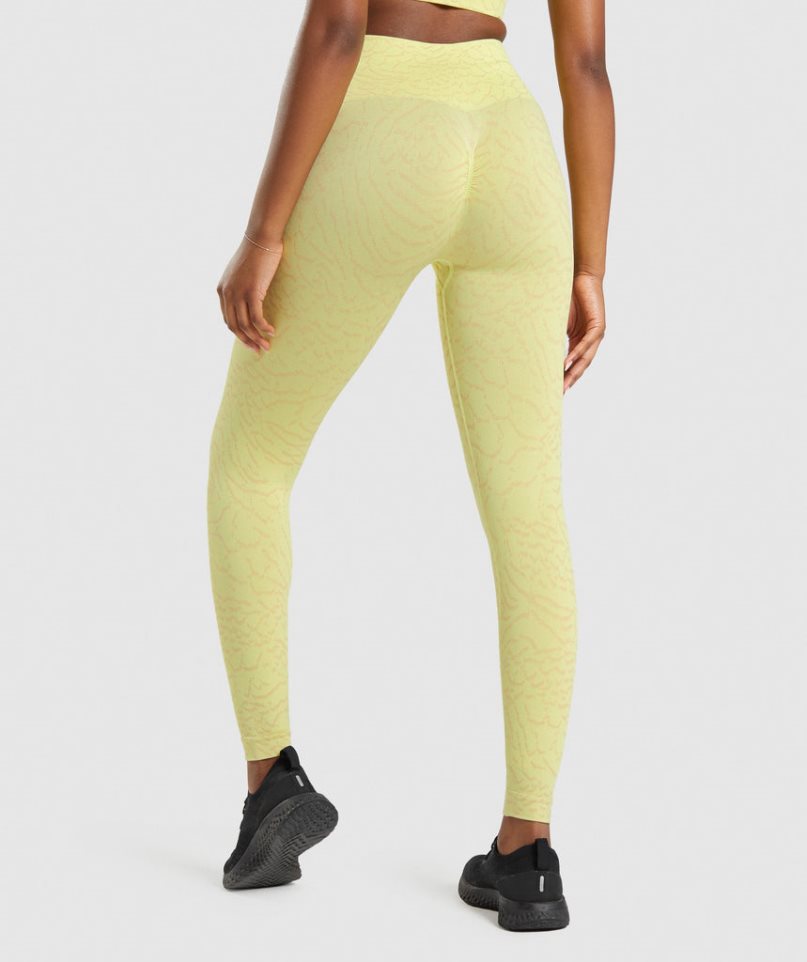 Women's Gymshark Adapt Animal Seamless Leggings Yellow | NZ 0AOZME